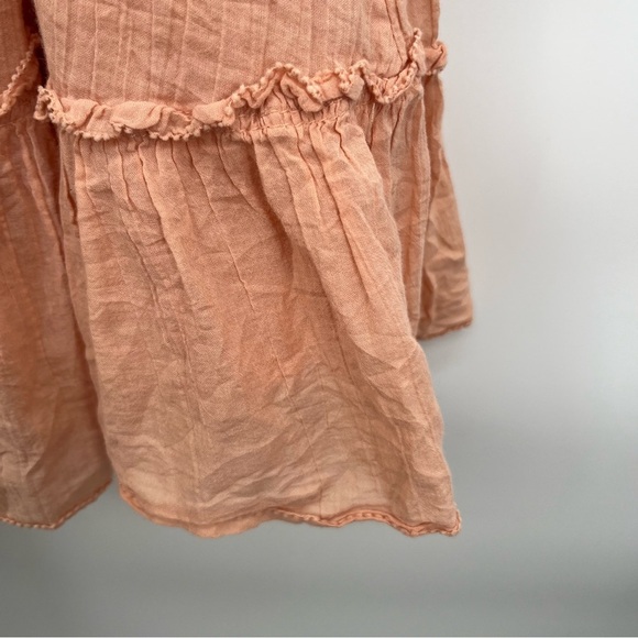 Aerie Size M Peach Mini Sundress Smocked Tie Shoulders Ruffle Western Prairie - Picture 8 of 12